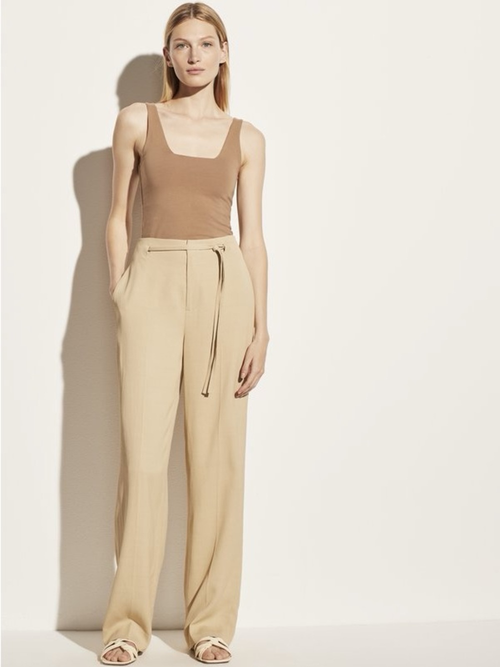 VINCE Beige High Waisted Straight Leg Pants Trousers - NO BELT